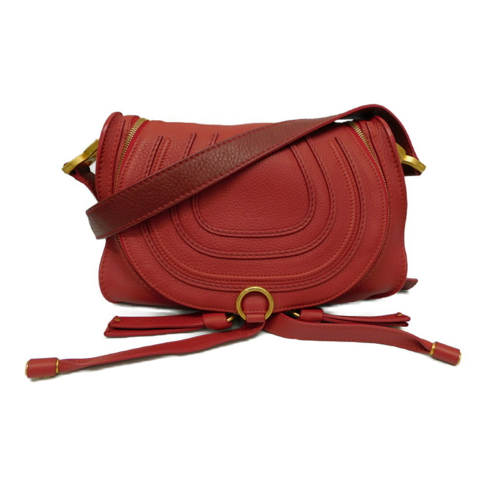 Chloe Marcie Shoulder Bag crossbody Red leather Adjustable strap
